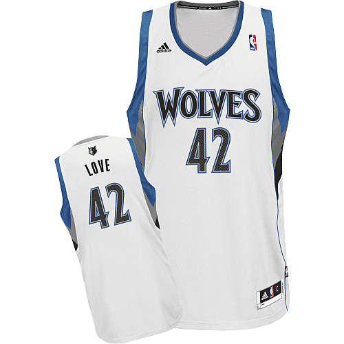  NBA Minnesota Timberwolves 42 Kevin Love New Revolution 30 Swingman Home White Jersey